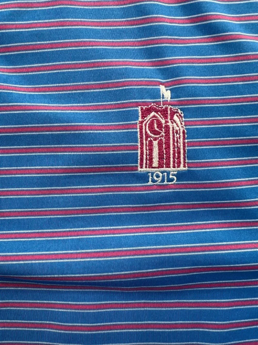 Men's FootJoy Large Red White Blue‎ Striped Golf Polo with Logo
